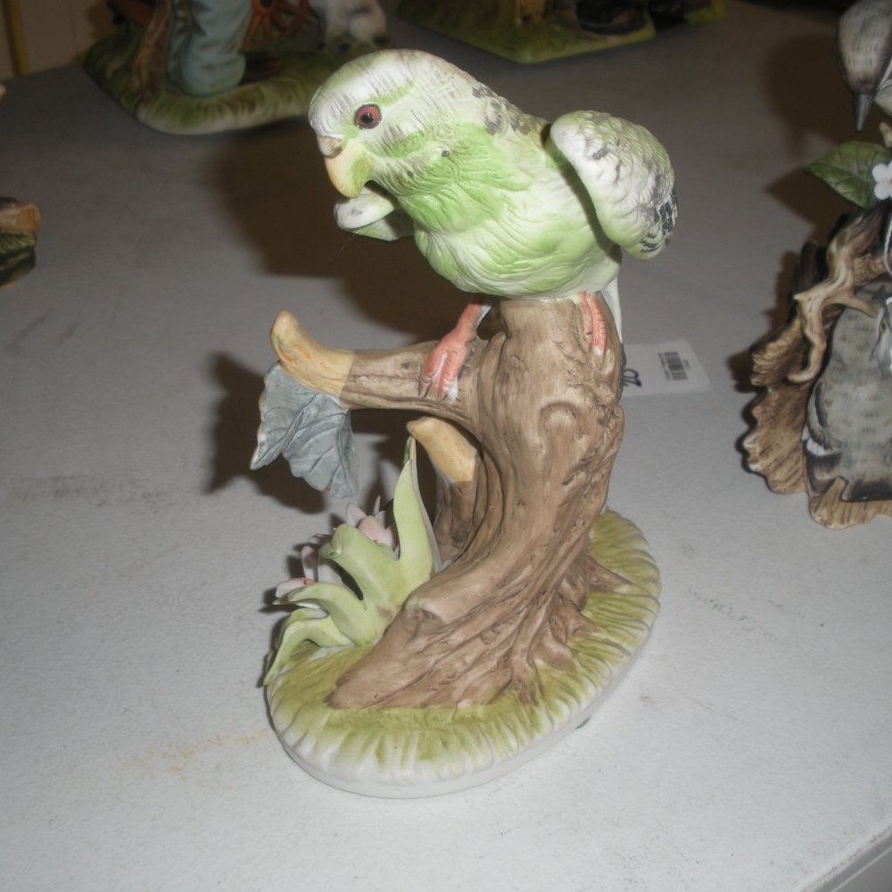 Green Parakeet Figurine